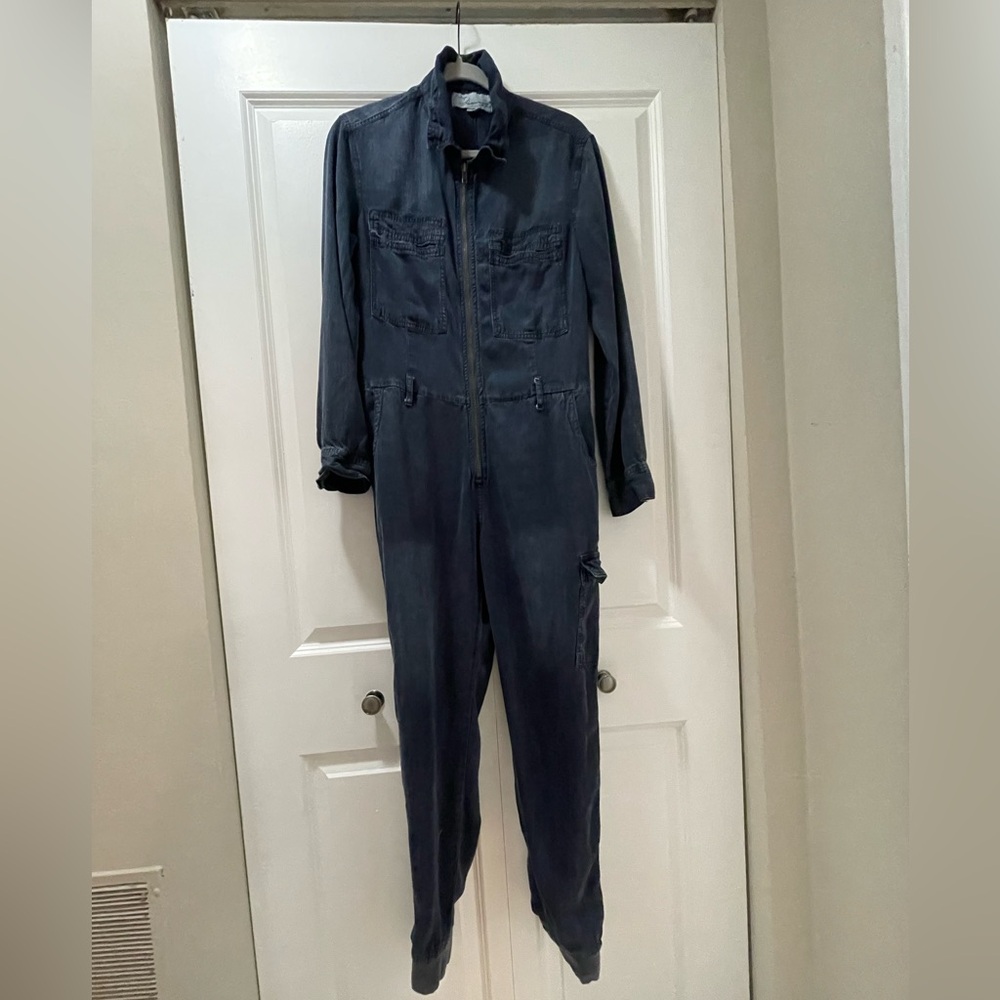 Vintage Havana 100%Cotton Jumpsuit Coveralls Blue Women’s Medium Many Pockets